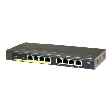 NETGEAR ProSafe Plus GS108PE - Switch - nicht verwaltet - 4 x 10/100/1000 (PoE) + 4 x 10/100/1000 - Desktop, wandmontierbar - PoE