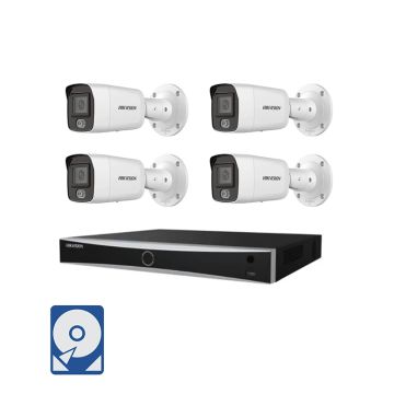 Hikvision Videoüberwachung-Set mit 4x 2MP IP Bullet Kameras und 8 Kanal PoE Netzwerkrekorder