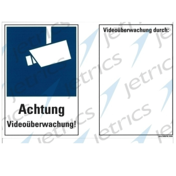 Jetrics JETSIGN-VÜ-2030K/1 Schild Videoüberwachung