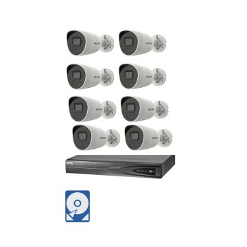 Hikvision Videoüberwachung-Set mit 8x 2MP IP Bullet Kameras und 4Kanal Netzwerkrekorder,Mikrofon 