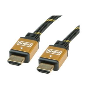 Roline Gold HDMI High Speed Cable - HDMI-Kabel - HDMI (M) bis HDMI (M) - 15 m - Doppelisolierung - Schwarz, Gold