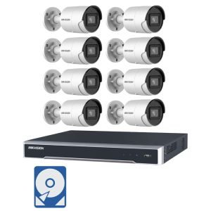 Hikvision Videoüberwachung-Set mit 8x 6MP AcuSense IP Bullet Kameras und 8 Kanal PoE Netzwerkrekorder