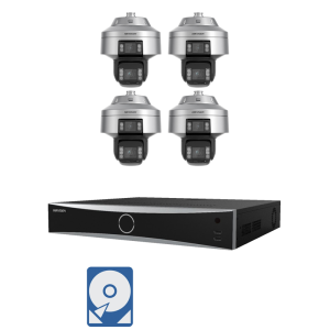 Hikvision Videoüberwachungsset 4x IP PTZ Panorama Kamera + 16 Kanal PoE NVR