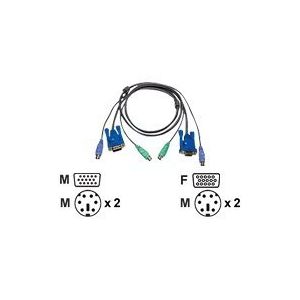 ATEN 2L-5003P/C - Tastatur- / Video- / Maus- (KVM-) Kabel - PS/2, 6-polig, HD-15 (M) bis PS/2, 6-polig, HD-15 - 3 m - für ATEN CS-142; MasterView CS-124, 84, 88, 9134; MasterView Lite CS142; MasterView Plus CS138