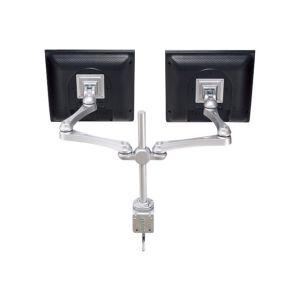 ROLINE Dual LCD Monitor Arm - Befestigungskit ( Spannbefestigung für Tisch, einstellbarer Montagearm ) für 2 LCD-Displays ( neig- und schwenkbar ) - Aluminium