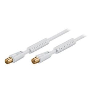 VALUE - Antennenkabel - IEC-Anschluss (M) bis IEC-Anschluss (W) - 3.5 m - doppelt abgeschirmtes Koaxialkabel - weiß