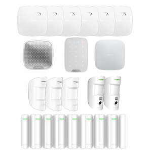 Ajax Alarmanlagenset AJ10 mit Alarmverifizierung für ein mittleres Einfamilienhaus ohne Garten