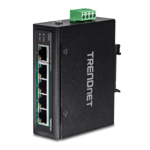 TRENDnet TI-PE50 DIN-Rail Switch 5-Port Industrial Fast Ethernet PoE+