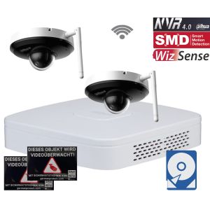 Dahua D25 WLAN Videoüberwachungsset 2x PTZ Dome Kamera 2MP + NVR 4 Kanal + 2 TB Festplatte 