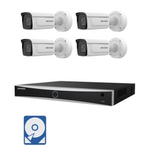 Hikvision Videoüberwachung-Set mit 4x 4MP IP Bullet Kameras und 8 Kanal AcuSense Netzwerkrekorder