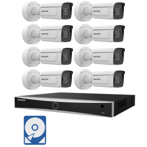 Hikvision Videoüberwachung-Set mit 8x 4MP Darkfighter IP Bullet Kameras und 8Kanal AcuSense Netzwerkrekorder