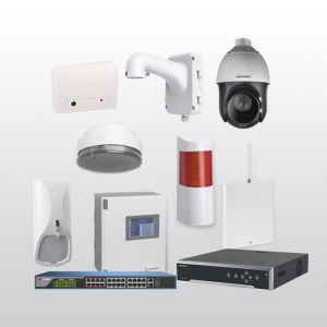 Telenot Funkalarmanlage Komplettset professional mit Außenbereich Videoüberwachung Set 8 inkl. HIKVision Set mit 6 Kameras, 1 NVR und 1 Switch
